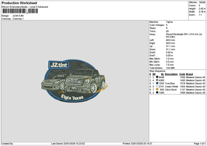 Cars 0201 Embroidery File 6 sizes