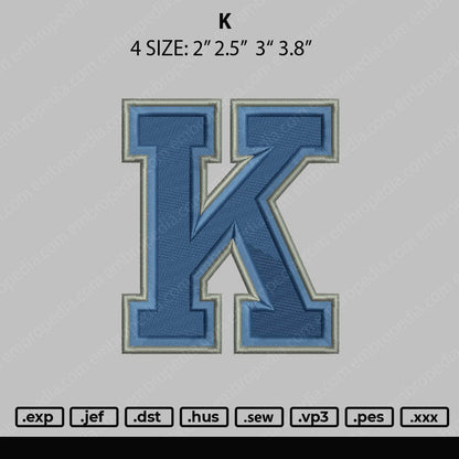K Embroidery File 4 size