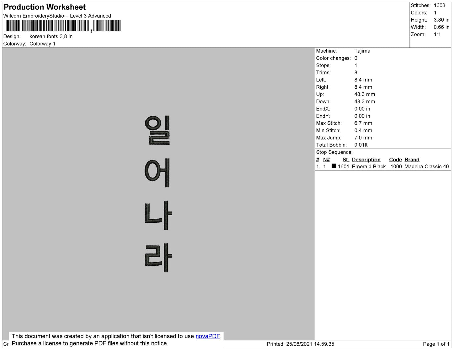 Korean Fonts Embroidery File 4 size