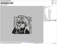 Killua BW Embroidery File 4 size
