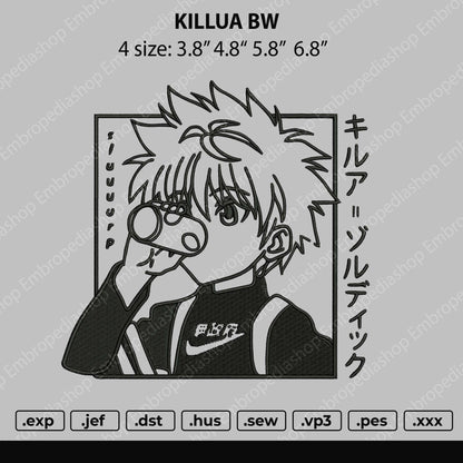 Killua BW Embroidery File 4 size
