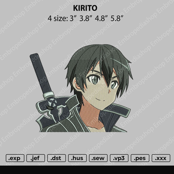 Kirito Embroidery File 4 size