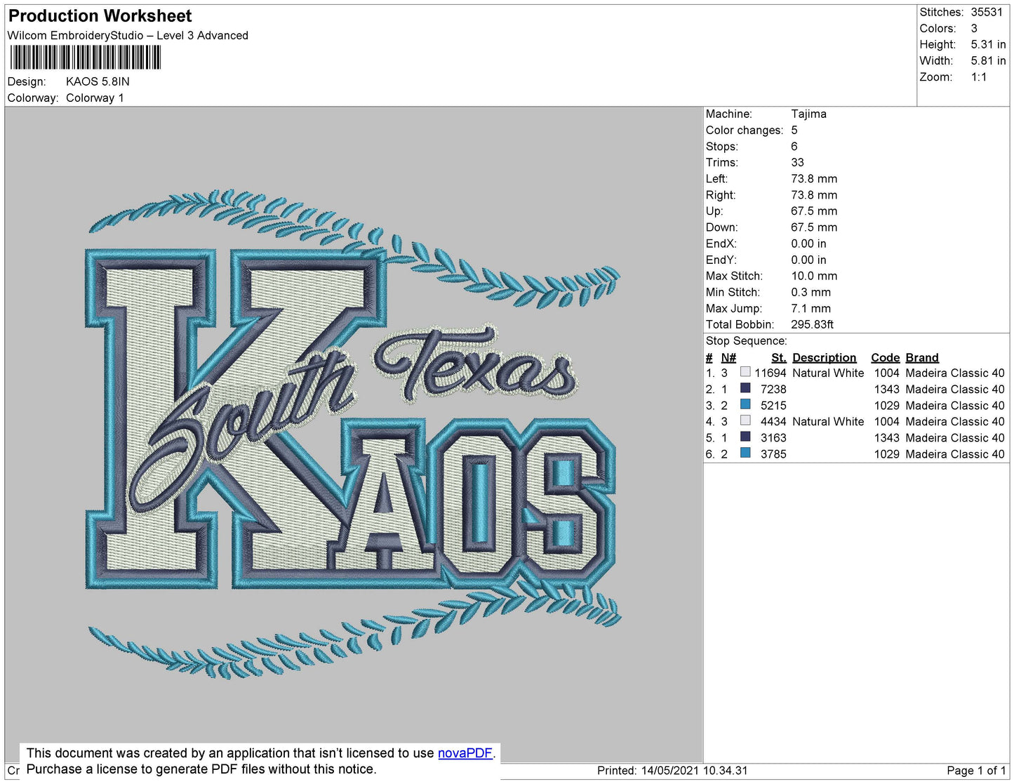 Kaos Embroidery File 4 size