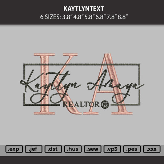 Kaytlyntext Embroidery Machine Design File 6 sizes