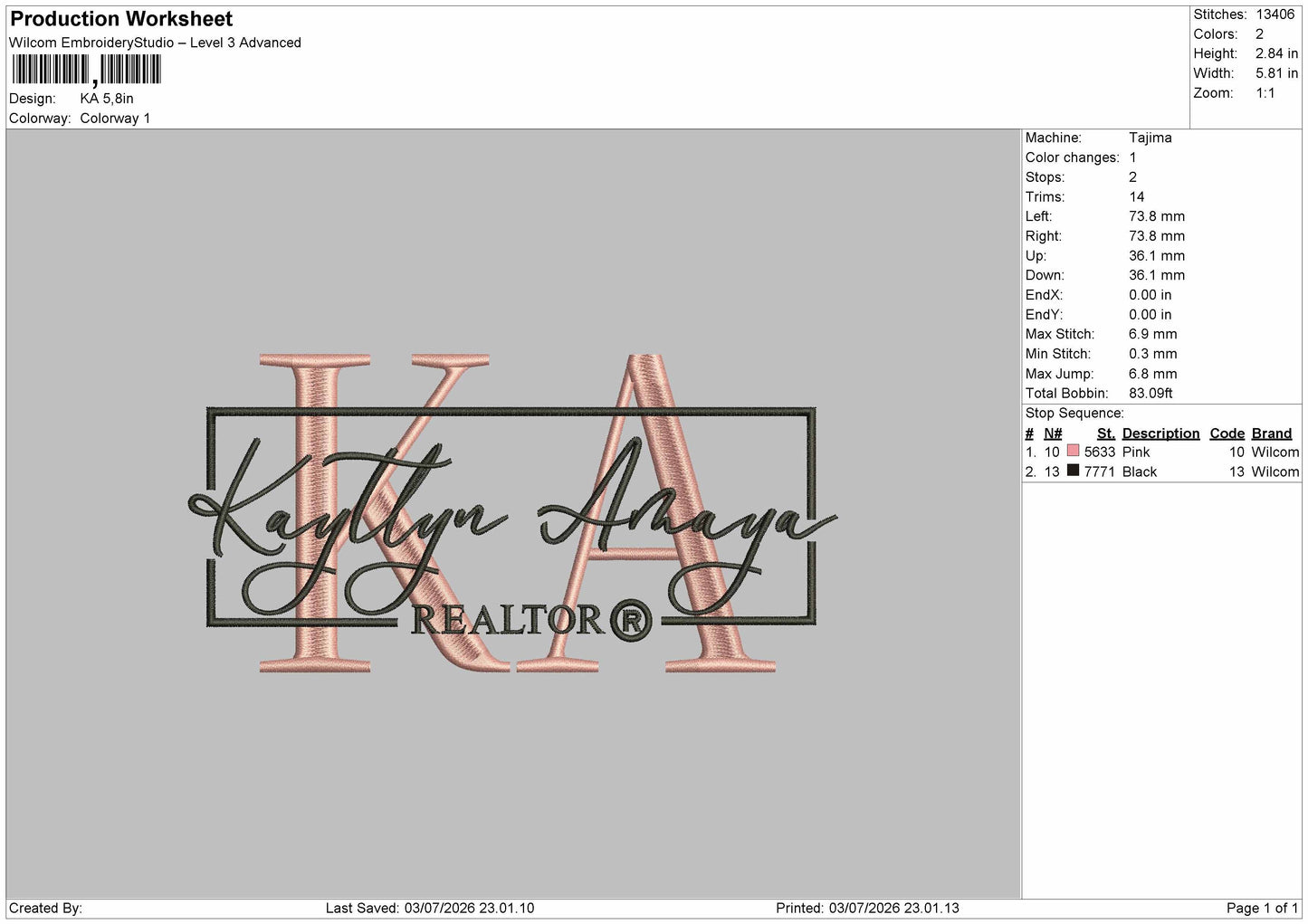 Kaytlyntext Embroidery Machine Design File 6 sizes