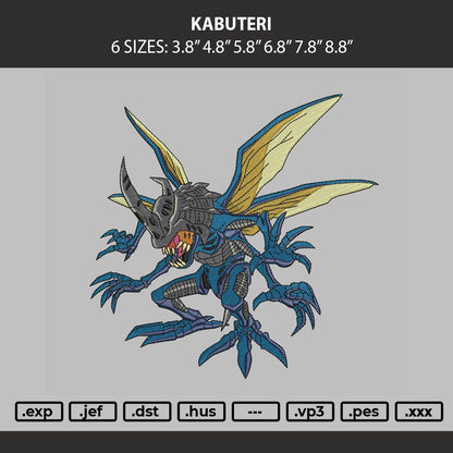 Kabuteri Embroidery Machine Design File 6 sizes