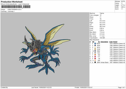 Kabuteri Embroidery Machine Design File 6 sizes