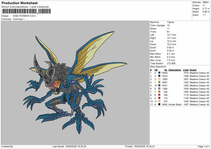 Kabuteri Embroidery Machine Design File 6 sizes