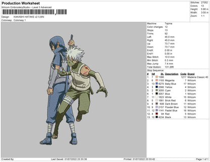 Kakashi Hatake V2 Embroidery File 4 sizes