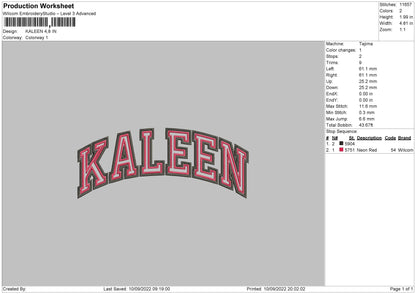Kaleen Embroidery File 5 sizes