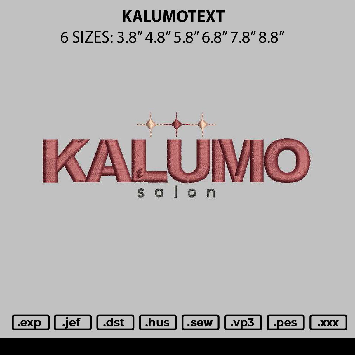Kalumotext Embroidery File 6 sizes