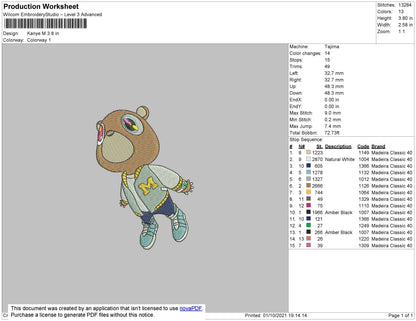 Kanye M Embroidery File 4 size