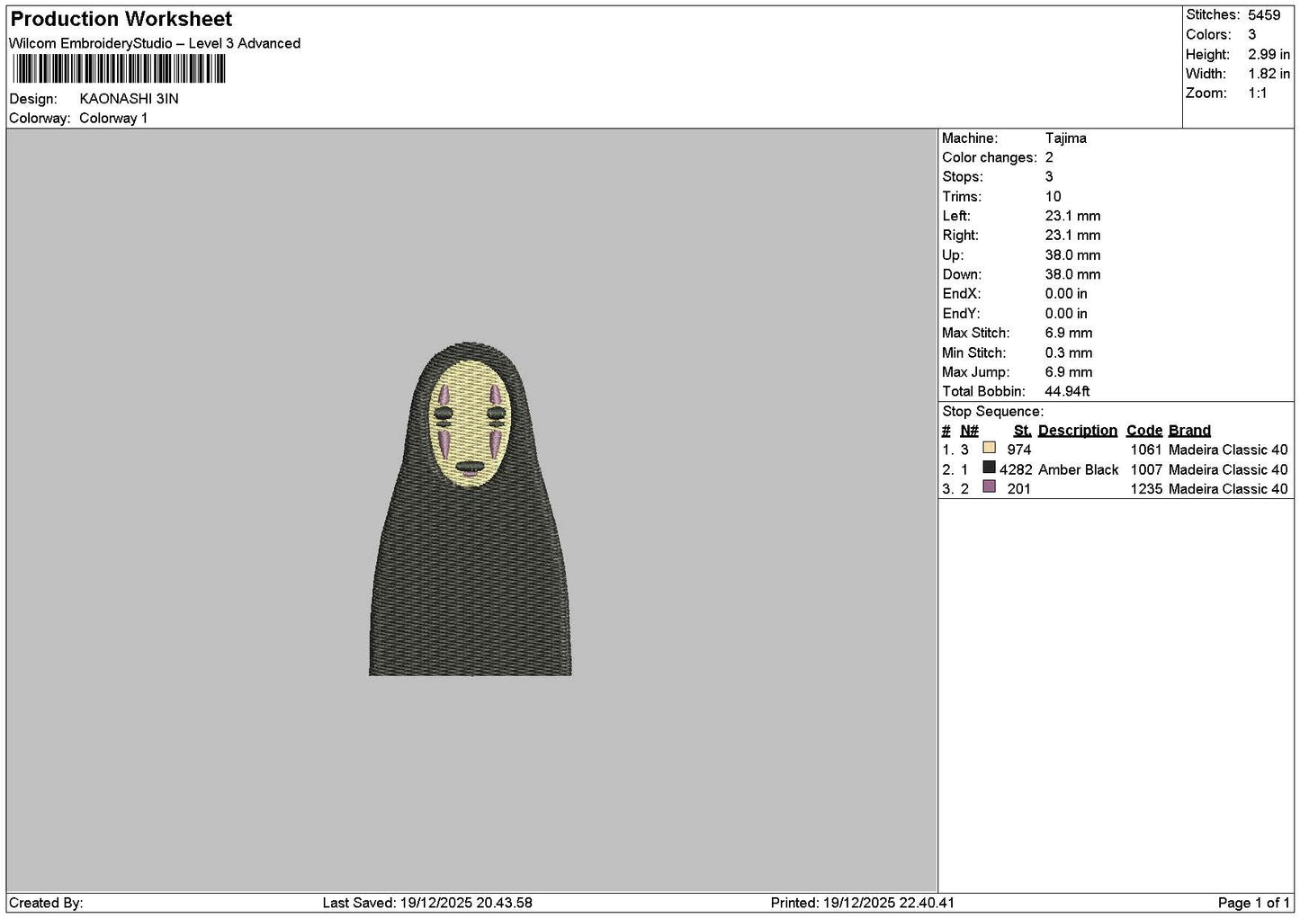 Ghost1912 Embroidery File 6 sizes