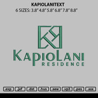 Kapiolanitext Embroidery File 6 sizes