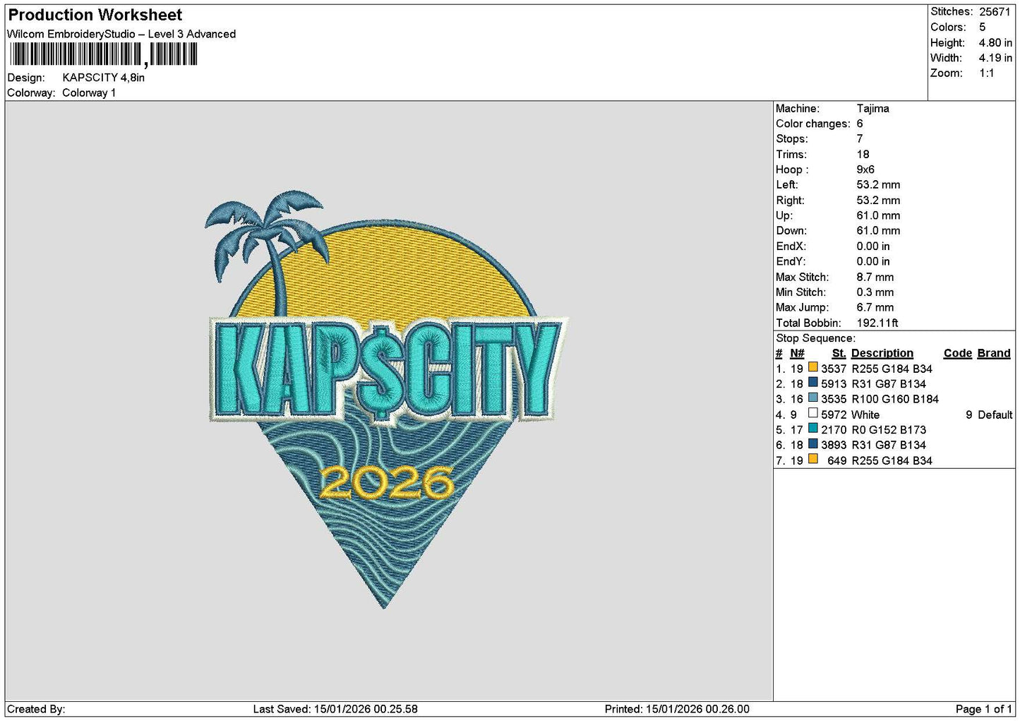 Kapscitytext Embroidery File 6 sizes