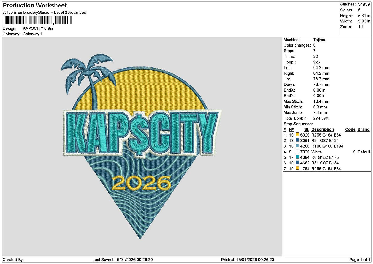 Kapscitytext Embroidery File 6 sizes