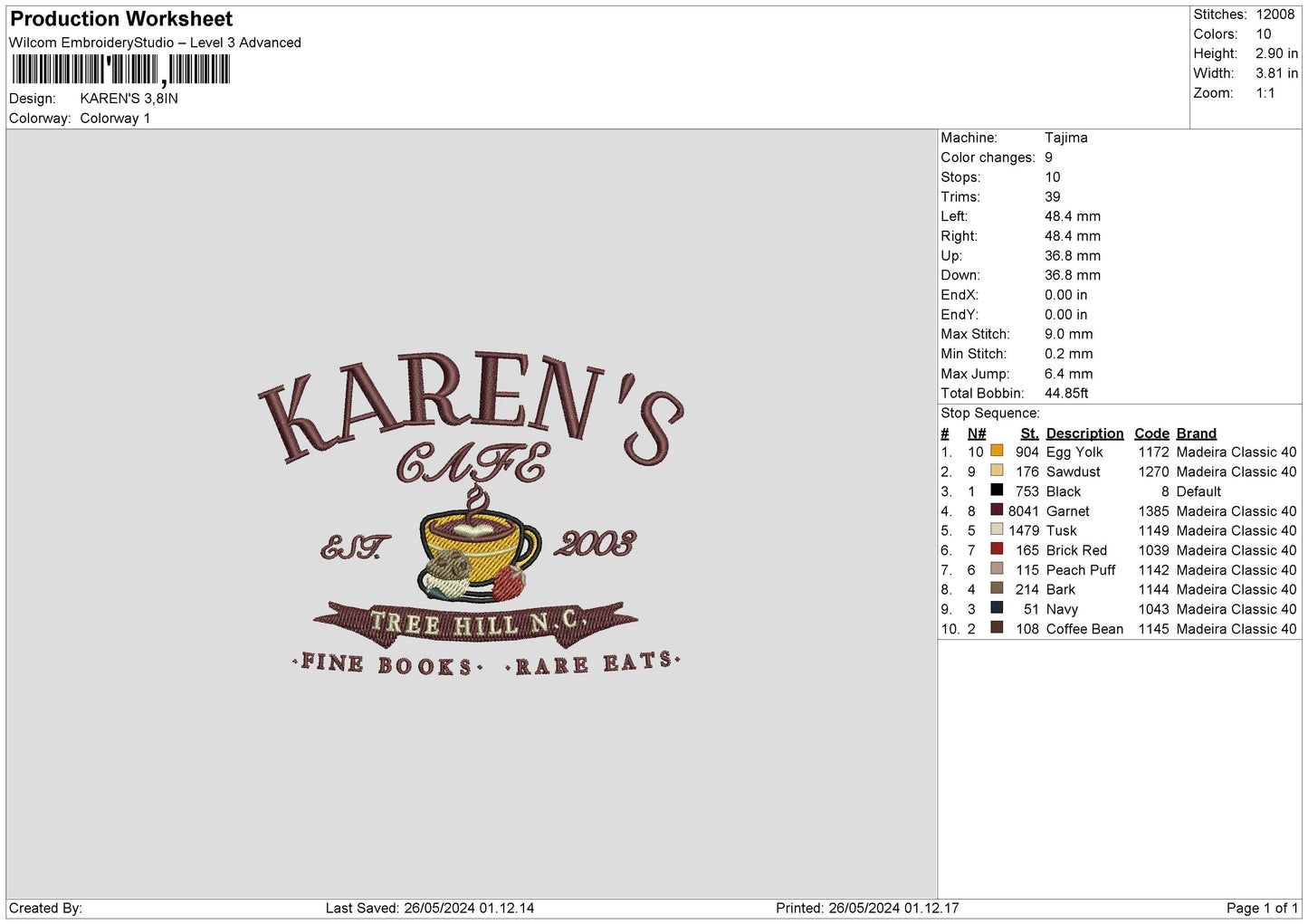 Cafetext Embroidery Machine Design File 6 sizes