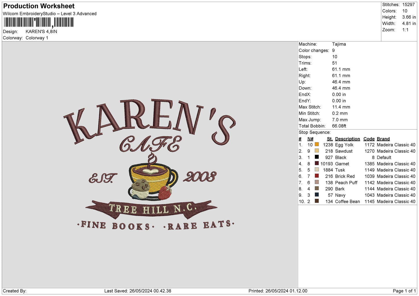 Cafetext Embroidery Machine Design File 6 sizes