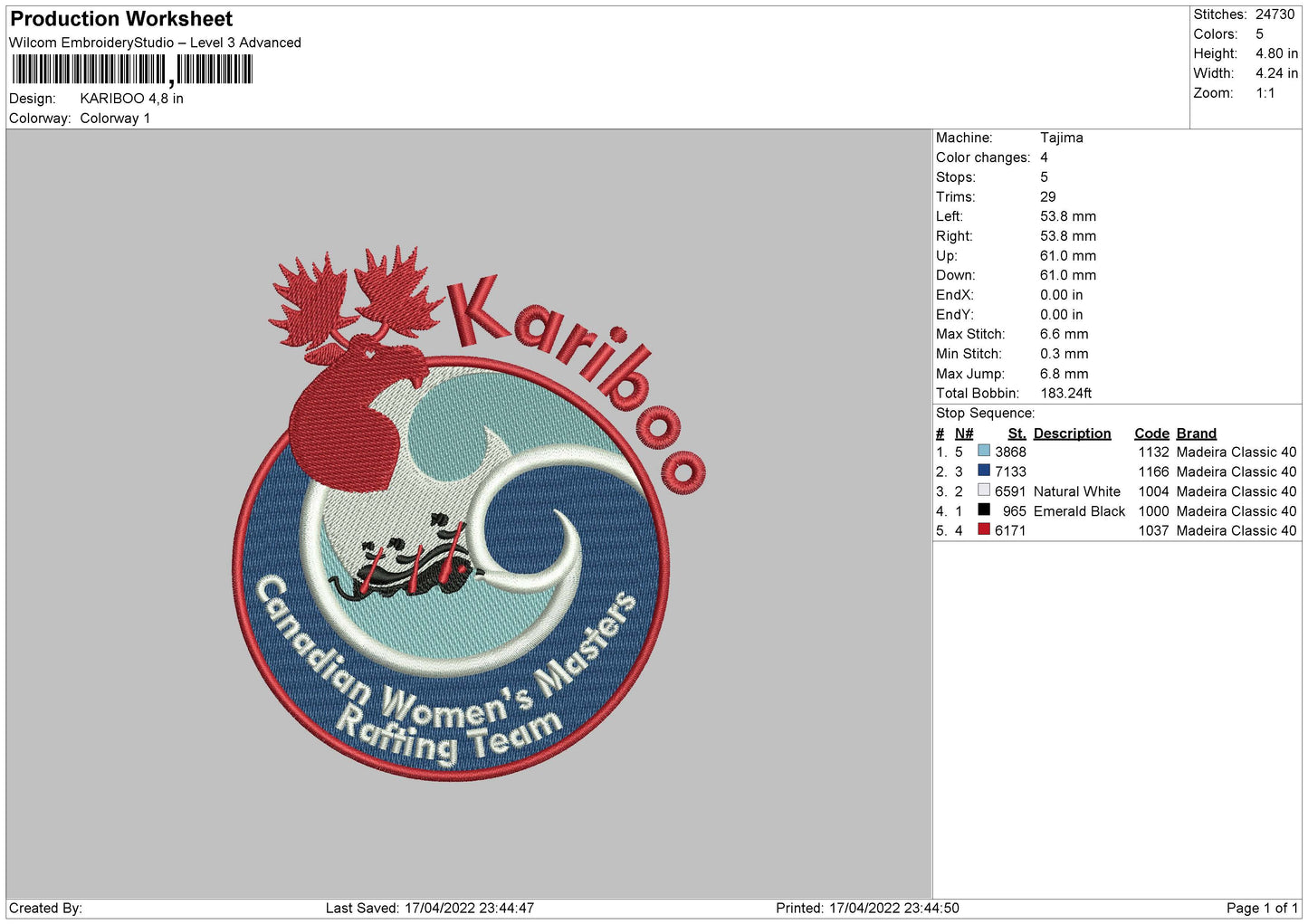 Kariboo Embroidery File 4 size