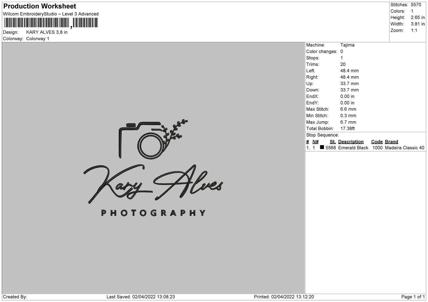 Kary Alves Embroidery File 4 size