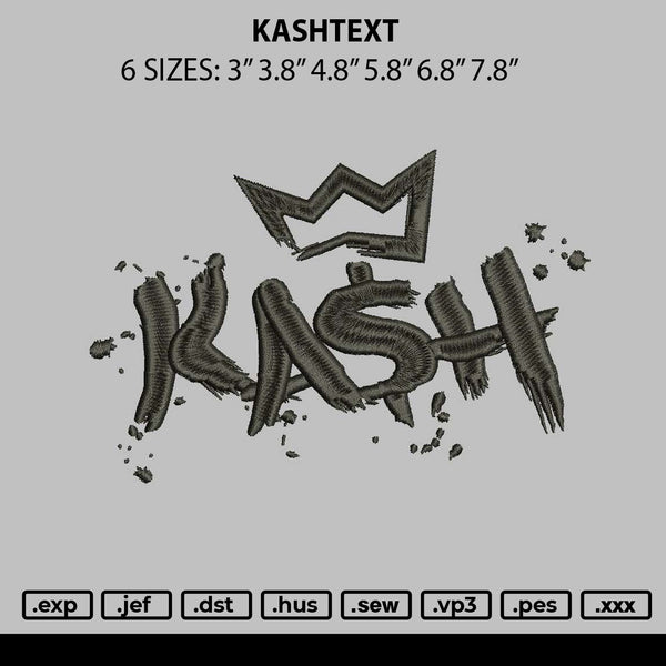 Kashtext Embroidery File 6 sizes