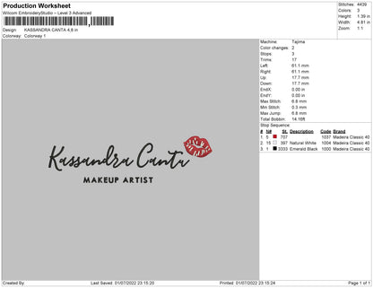 Kassandra Canta Embroidery File 4 sizes