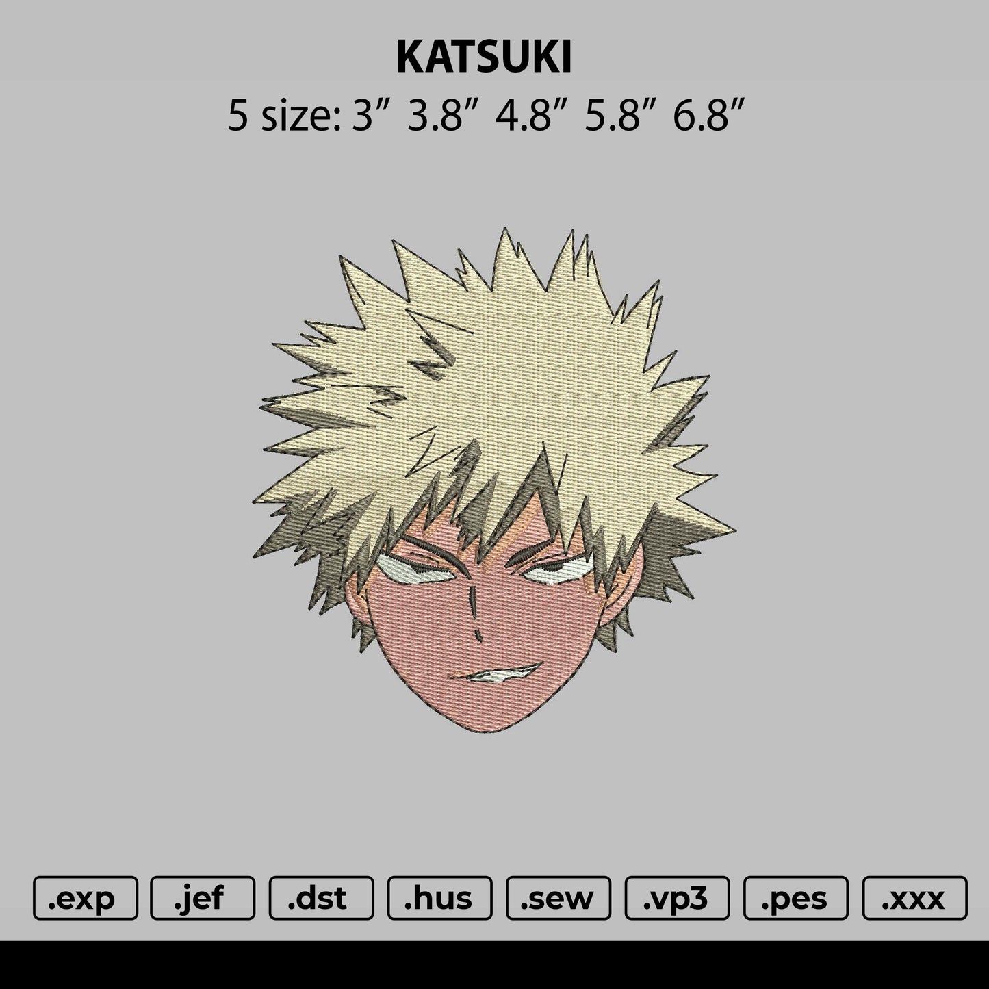 Katsuki Embroidery File 5 size