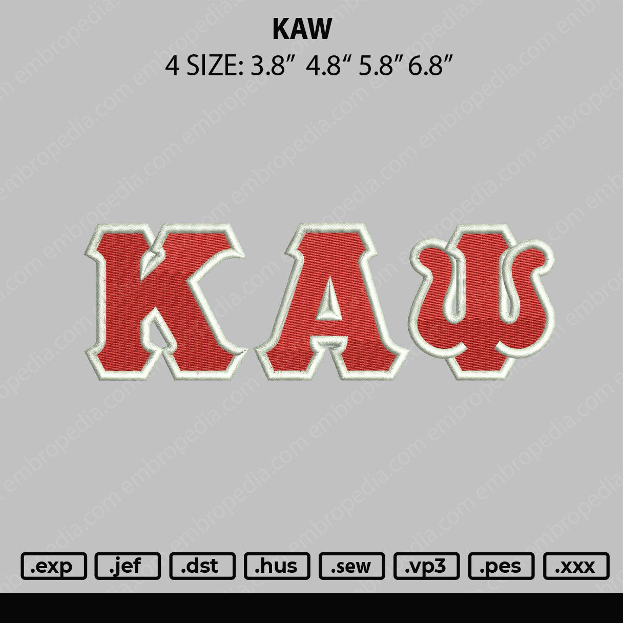 Kaw Embroidery File 4 Size