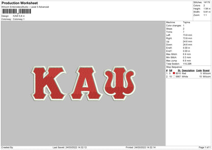 Kaw Embroidery File 4 Size