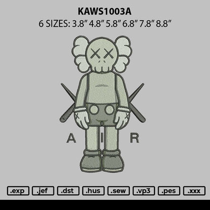 Kaws1003a Embroidery File 6 sizes