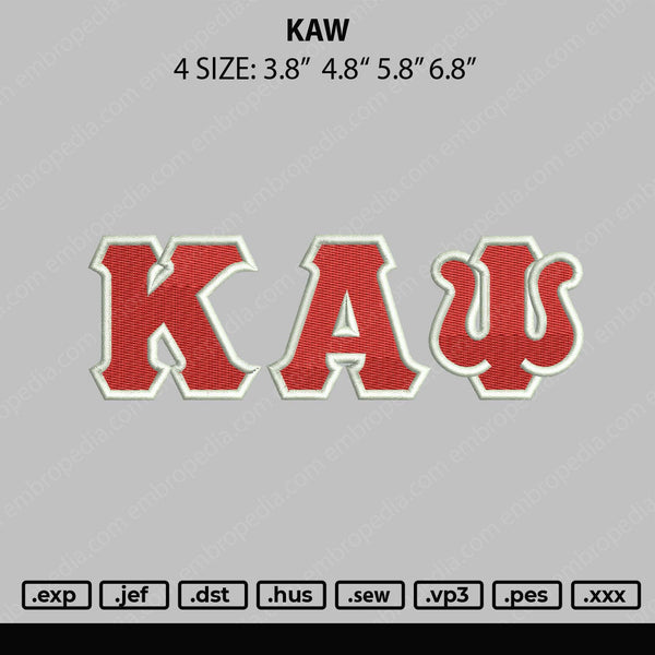 Kaw Embroidery File 4 Size