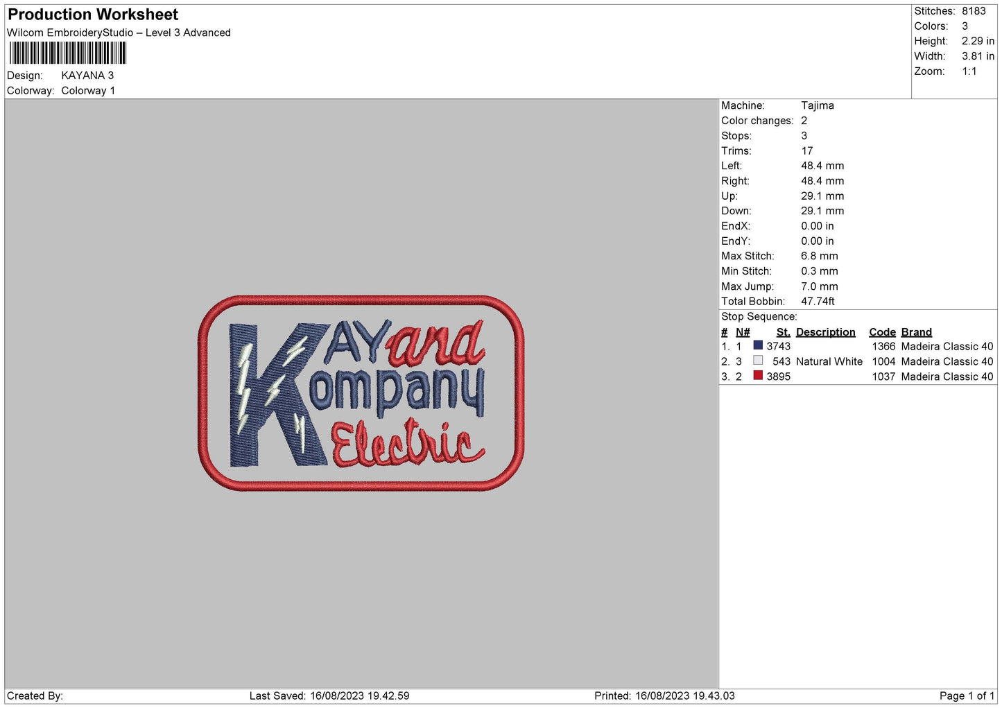 Kayana Embroidery File 6 sizes