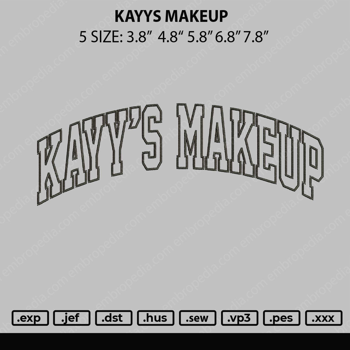 Keyys Make Up Embroidery File 5 sizes