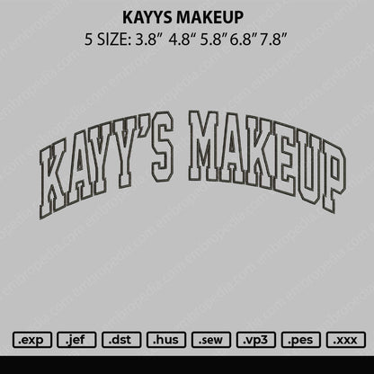 Keyys Make Up Embroidery File 5 sizes