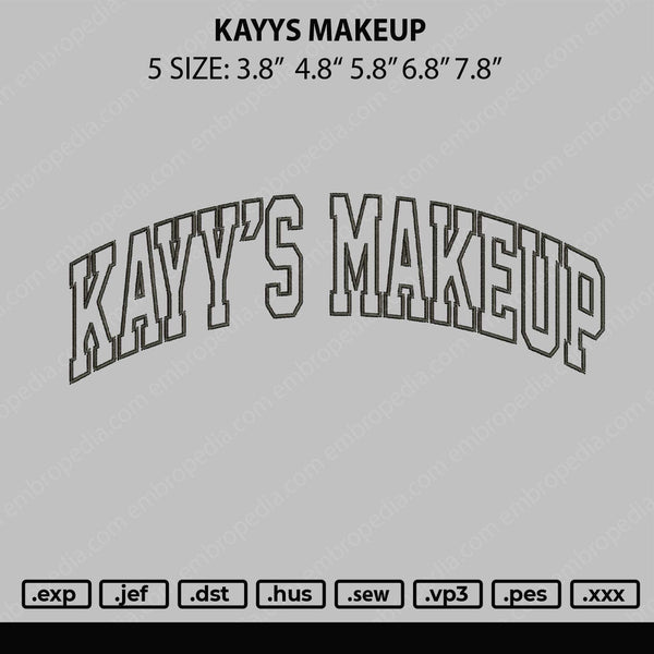 Keyys Make Up Embroidery File 5 sizes