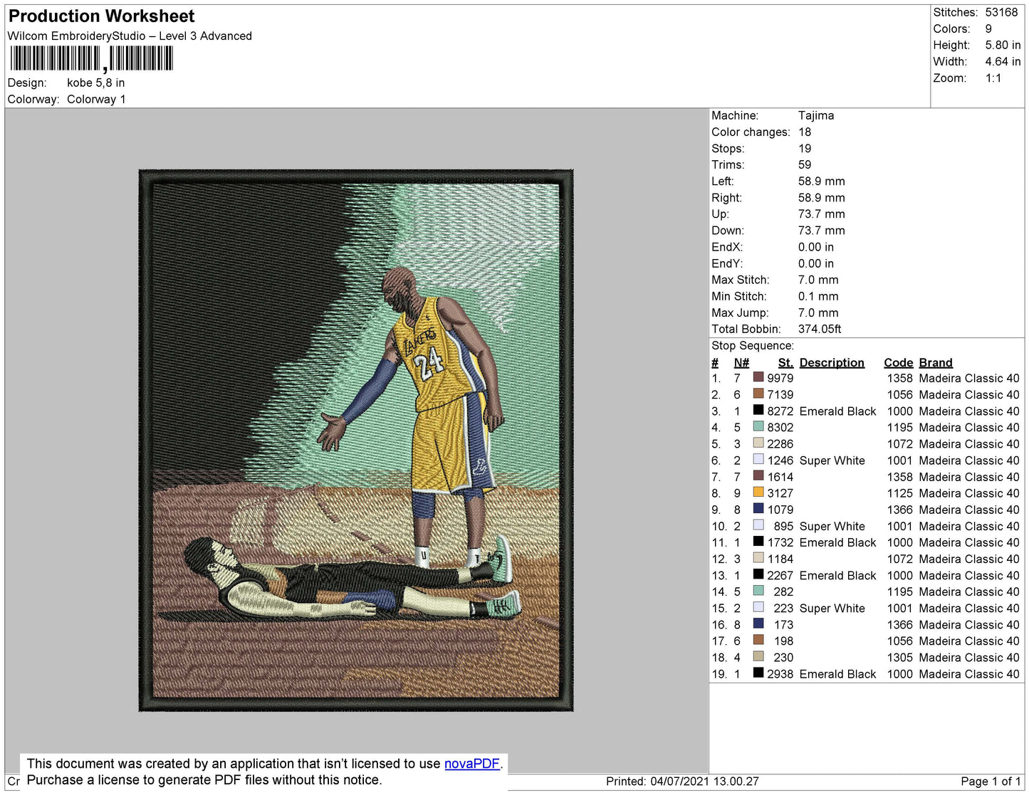 Kobe Square Embroidery File 4 size