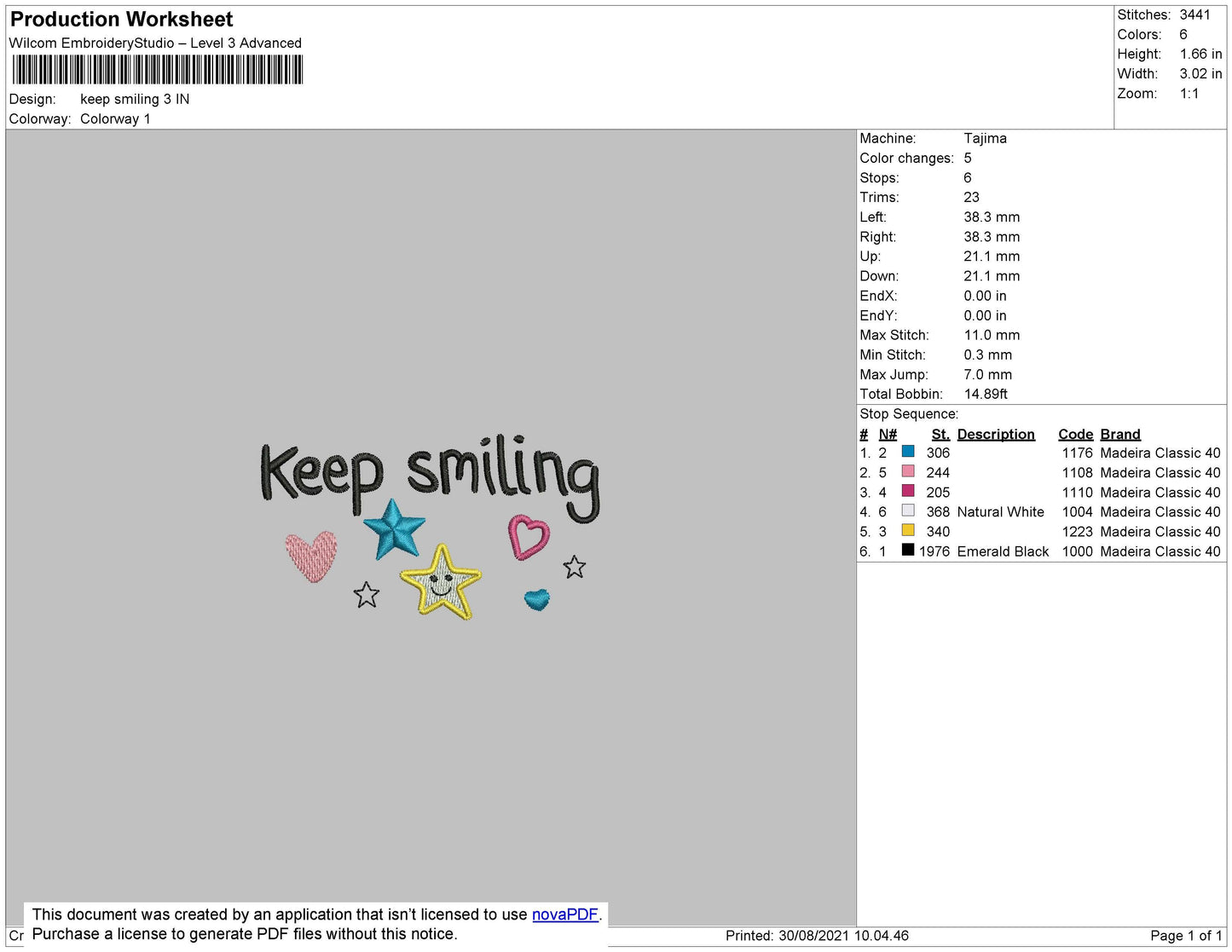 Keep Smiling Embroidery File 3 size 3 file