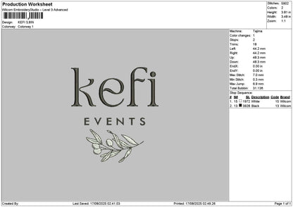 Kefitext Embroidery File 6 sizes