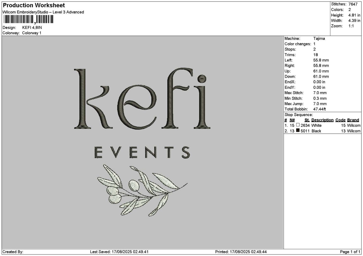 Kefitext Embroidery File 6 sizes