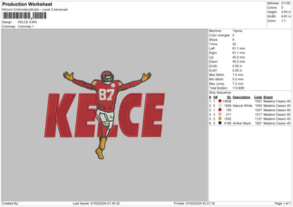 Player87 Embroidery File 6 sizes