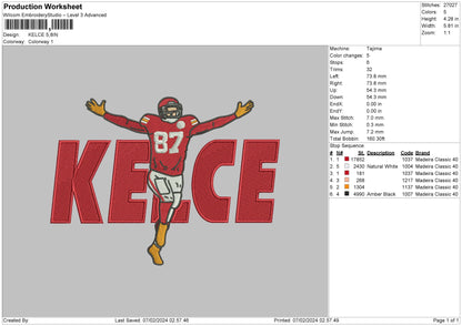 Player87 Embroidery File 6 sizes