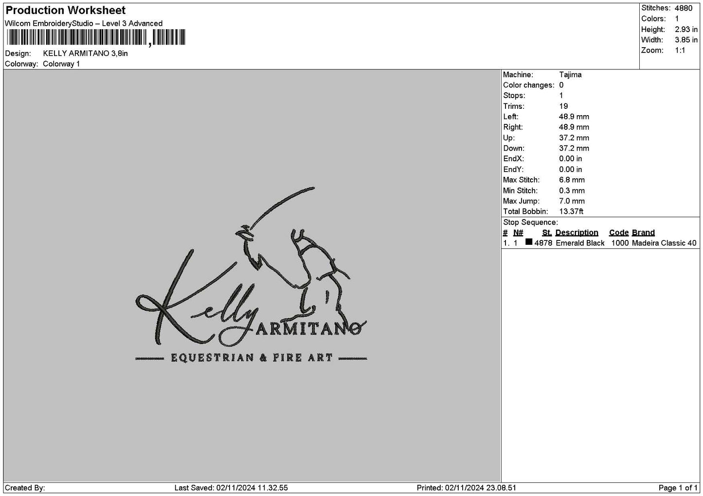 Kellytext Embroidery File  6 sizes