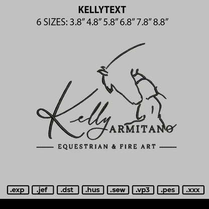 Kellytext Embroidery File  6 sizes