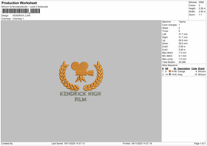 KENDRICK Embroidery File 4 sizes