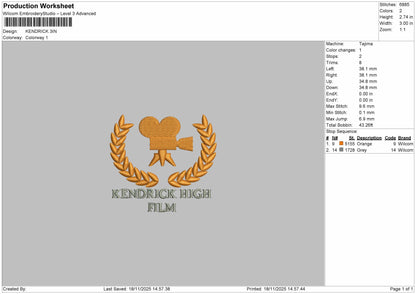 KENDRICK Embroidery File 4 sizes