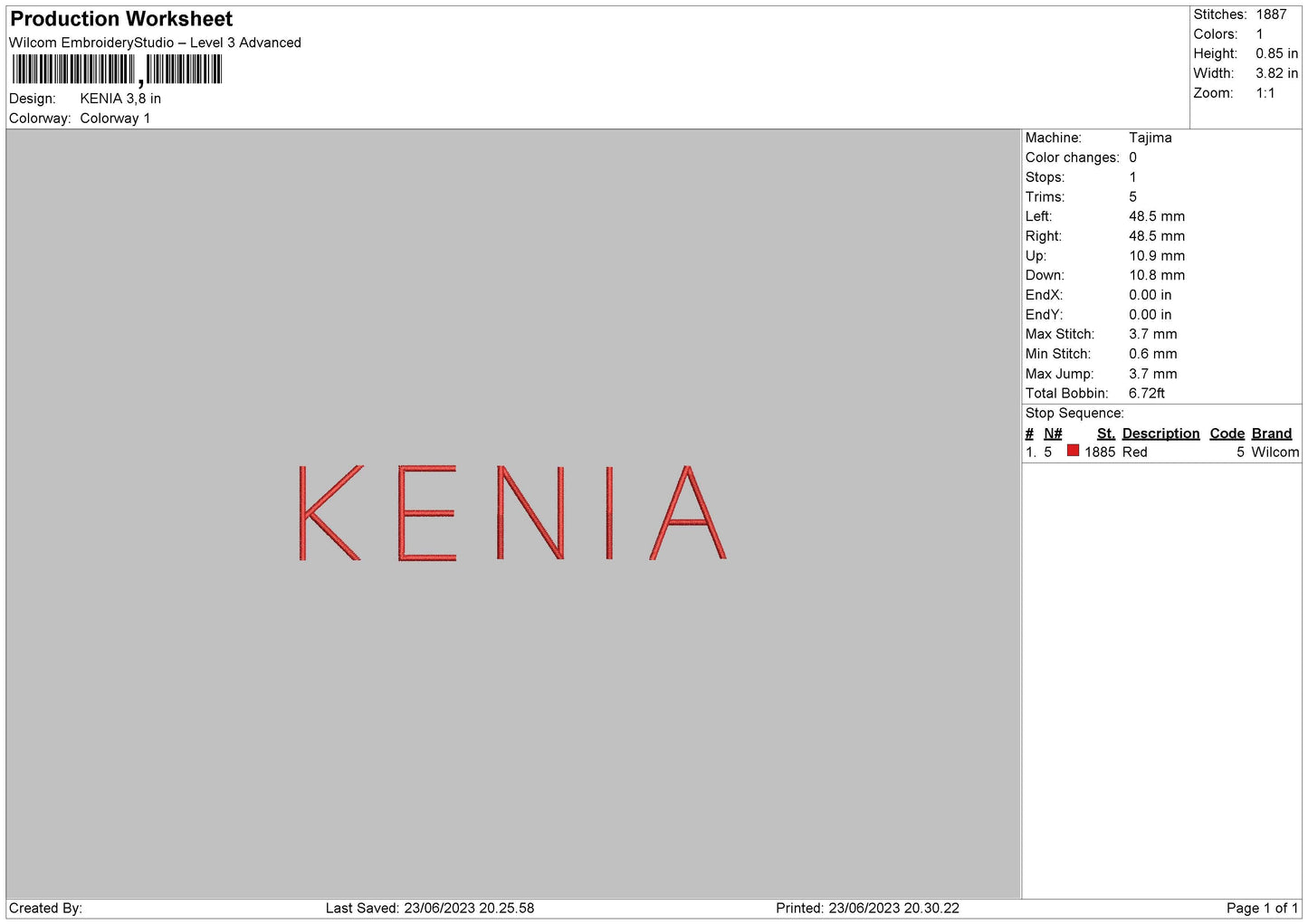 Kenia Embroidery File 6 sizes