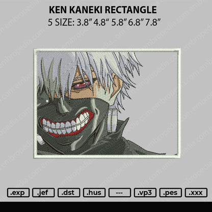 Ken Kaneki Rectangle Embroidery File 5 sizes