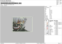 Ken Kaneki Rectangle Embroidery File 5 sizes