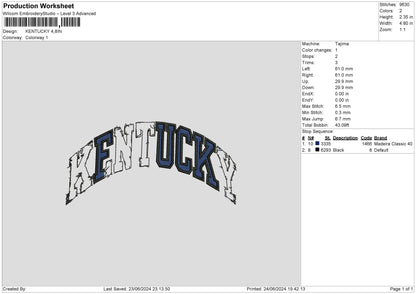Kentuckytext Embroidery File 6 sizes