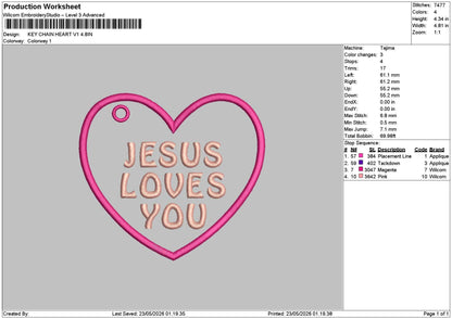 Heart Jesus V1 Embroidery File 6 sizes